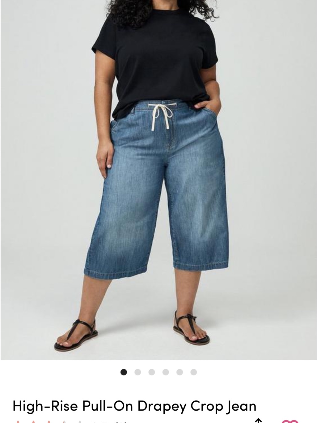 Torrid Blue High-Rise Pull-On Drapey Crop Jeans